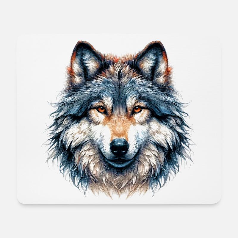 Wolf - Mousepad (Querformat) - Weiß
