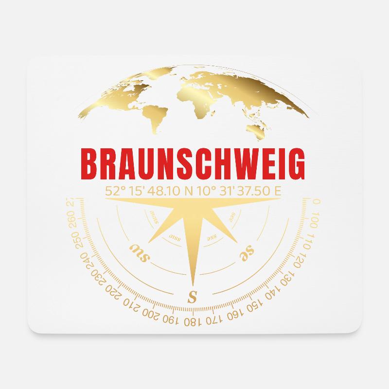 Koordinaten Braunschweig - Mousepad (Querformat) - Weiß