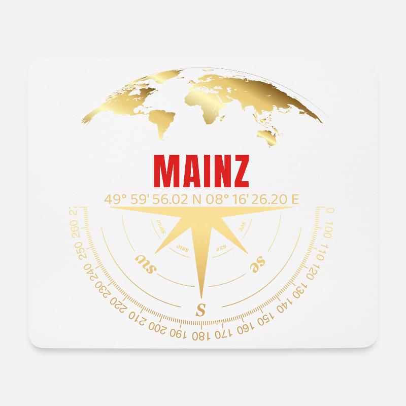 Koordinaten Mainz - Mousepad (Querformat) - Weiß