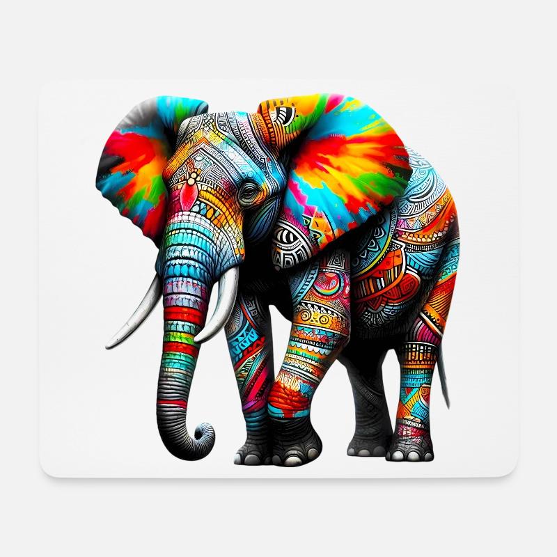 Elefant - Mousepad (Querformat) - Weiß