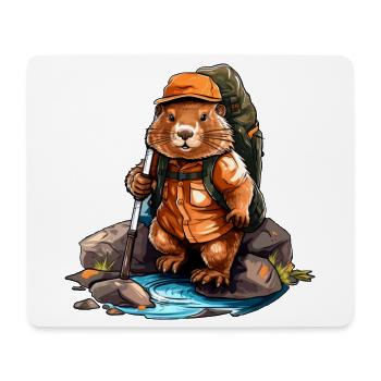 Biber Wandern / Bergsteiger Biber - Mousepad (Querformat) - Weiß - Vorne