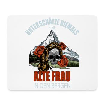 Unterschätze niemals eine alte Frau in den Bergen - Mousepad (Querformat) - Weiß - Vorne
