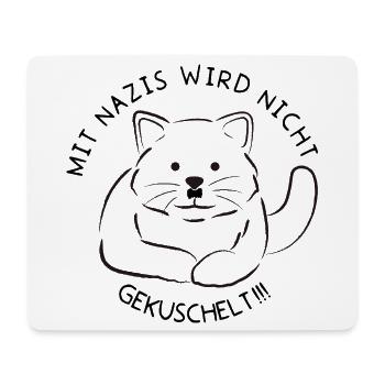 Minimalistische Katzen-Linienzeichnung Nazis raus - Mousepad (Querformat) - Weiß - Vorne