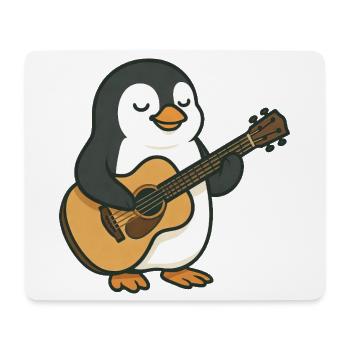 mignon pingouin guitariste groupe musicien musique - Tapis de souris (format paysage) - blanc - Devant