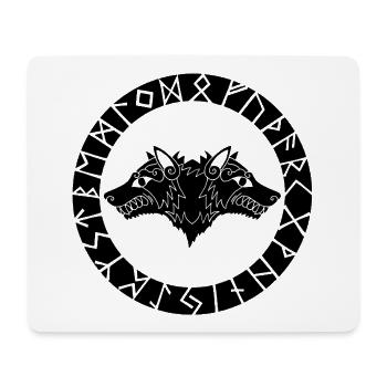 Two-headed black wolf - Mouse Pad (horizontal) - white - Front