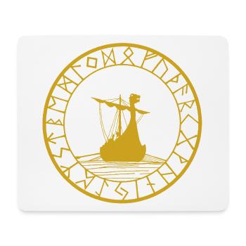 Wikingergelbes Langschiff und Kompass - Mousepad (Querformat) - Weiß - Vorne