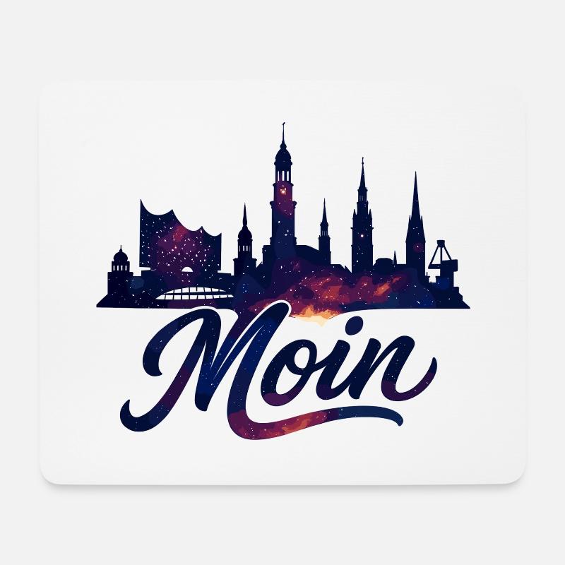 Hamburg Moin Stadt Silhouette galaktisch Geschenk - Mousepad (Querformat) - Weiß