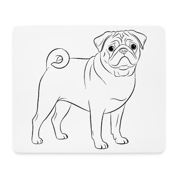 Mops Lineart – minimalistisches Hundeportrait - Mousepad (Querformat) - Weiß - Vorne