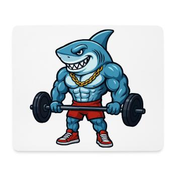 Muscles de requin, bodybuilder comique - Tapis de souris (format paysage) - blanc - Devant