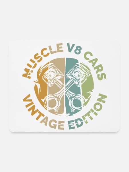 Muscle Cars V8 Kolben Vintage Retro Design - Mousepad (Querformat) - Weiß
