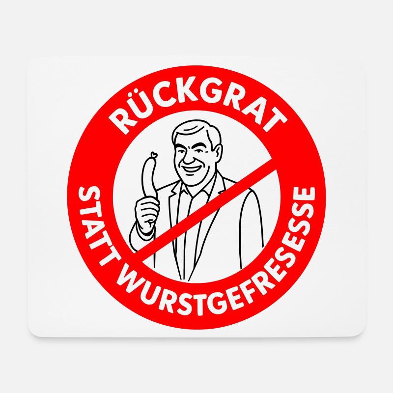 Rückgrat statt Wurstgefresse! Comic-WUNSCHFARBEN - Mousepad (Querformat) - Weiß