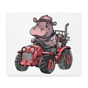 Nilpferd Traktor Farmer - Mousepad (Querformat) - Weiß - Vorne