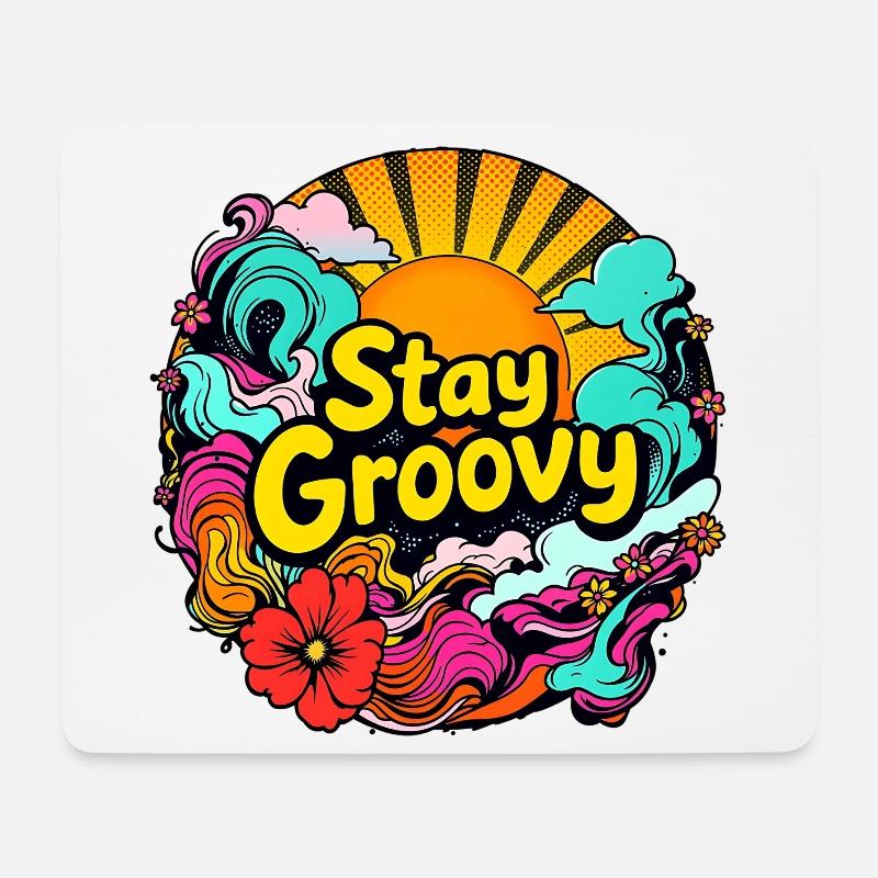 Retro Psychedelic – Stay Groovy - Mouse Pad (horizontal) - white
