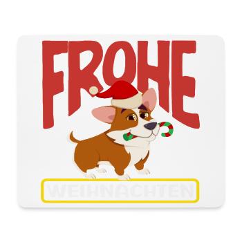 Corgi Joyeux Noël avec chapeau de Père Noël - Tapis de souris (format paysage) - blanc - Devant