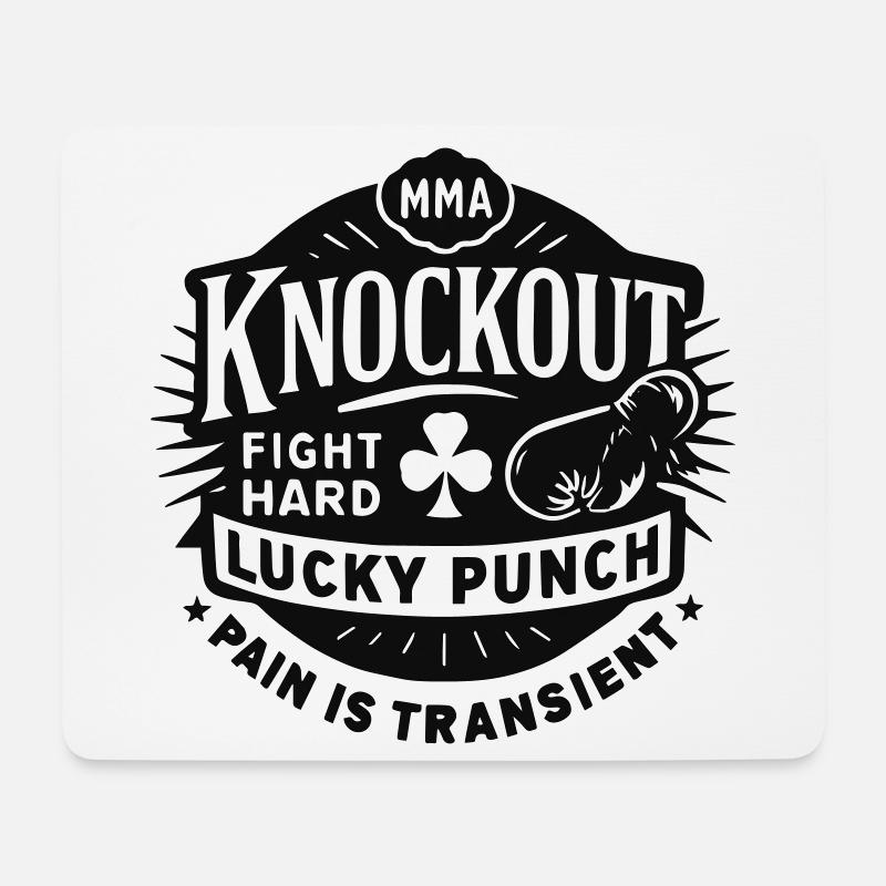 MMA Knockout Lucky Punch Fight hard boxing kampf - Mousepad (Querformat) - Weiß