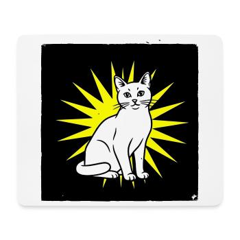 Cool cat in pop art & punk rock style - Mouse Pad (horizontal) - white - Front