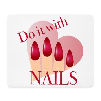 Faites-le avec des ongles – design d’ongles rouges avec cœur - Tapis de souris (format paysage) - blanc - Devant