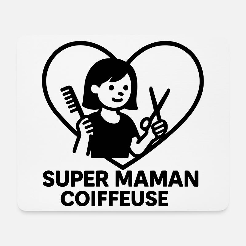 Superfriseur-Mama – Coeur-Frisure - Mousepad (Querformat) - Weiß