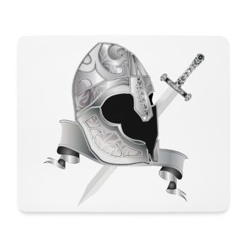Edler Ritterhelm mit Schwert – Silberornament - Mousepad (Querformat) - Weiß - Vorne