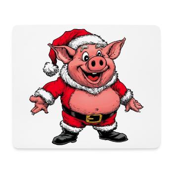 Schweinchen Weihnachtsmann - Mousepad (Querformat) - Weiß - Vorne