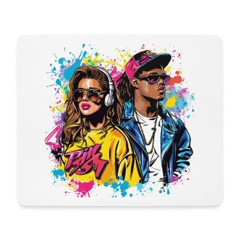 90s 90er Jahre Musik Bunt Party Karneval Kostüm - Mousepad (Querformat) - Weiß - Vorne