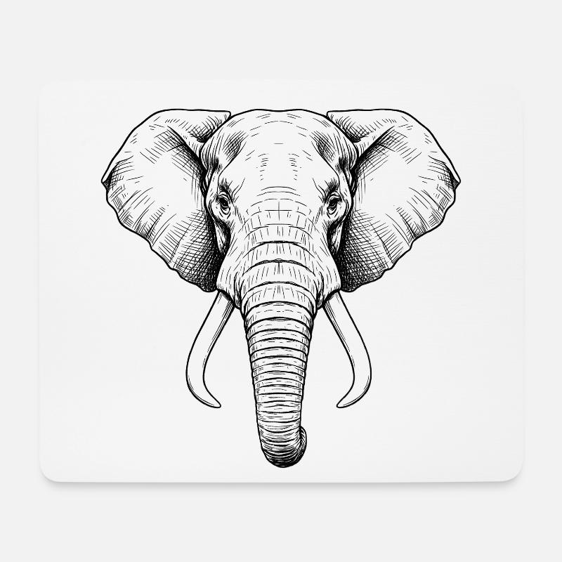 Elefant - Mousepad (Querformat) - Weiß