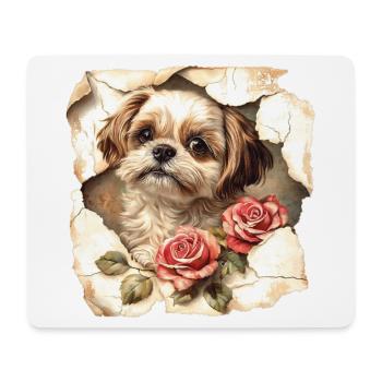Shih Tzu Blumen - Mousepad (Querformat) - Weiß - Vorne