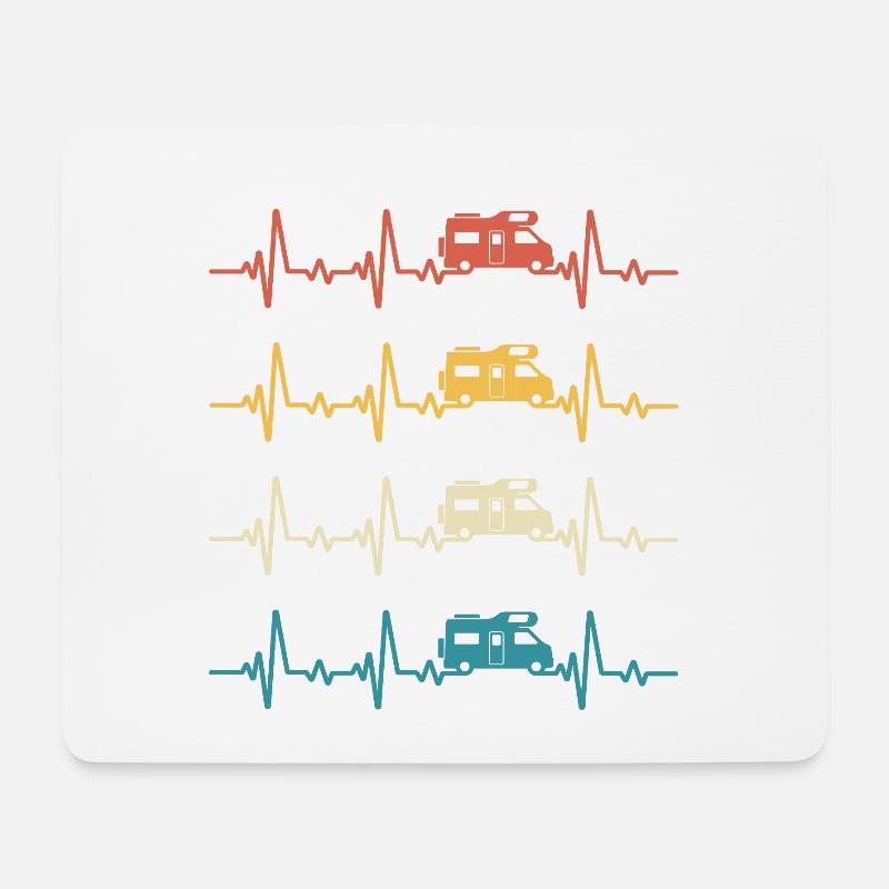 Retro Campervan Heartbeat Camping - Mousepad (Querformat) - Weiß