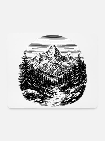 Pfad durch den Wald - Mousepad (Querformat) - Weiß