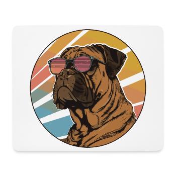 Bouledogue rétro avec lunettes de soleil - Tapis de souris (format paysage) - blanc - Devant
