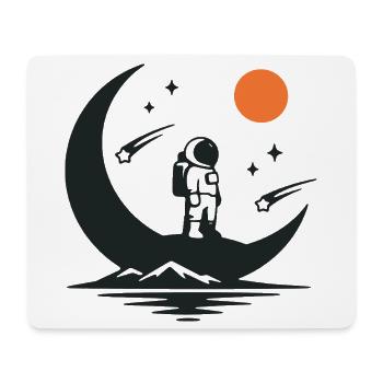 Minimalistischer Astronaut auf der Mondsichel - Mousepad (Querformat) - Weiß - Vorne