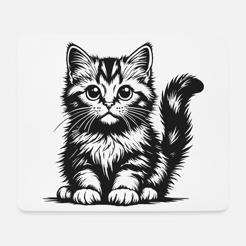 Schwarze Katzen Silhouette - Mousepad (Querformat) - Weiß