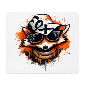 Cooler Fuchs mit Kappe und Sonnenbrille  - Mousepad (Querformat) - Weiß - Vorne