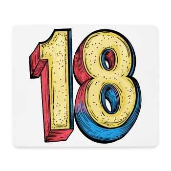 18 Zahl Bunt - Mousepad (Querformat) - Weiß - Vorne