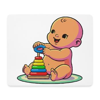 Baby mit Regenbogen-Stapelringen - Mousepad (Querformat) - Weiß - Vorne