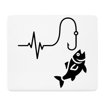 EKG Puls Fisch Silhouette - Mousepad (Querformat) - Weiß - Vorne