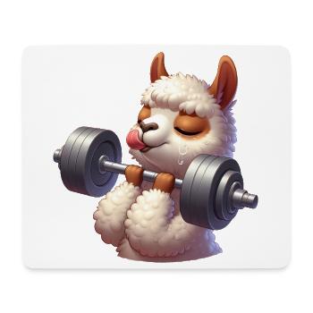 Süße Lama Alpaka Hantel Workout Fitness - Mousepad (Querformat) - Weiß - Vorne