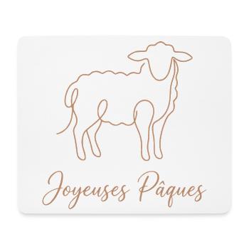 Joyeuses Pâques , Süßes Lämmchen Oster Shirt, Bag - Mousepad (Querformat) - Weiß - Vorne