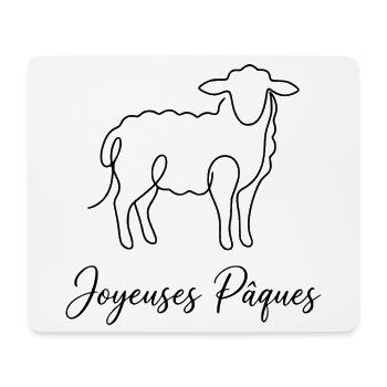 Joyeuses Pâques , Süßes Lämmchen Oster Shirt, Bag - Mousepad (Querformat) - Weiß - Vorne