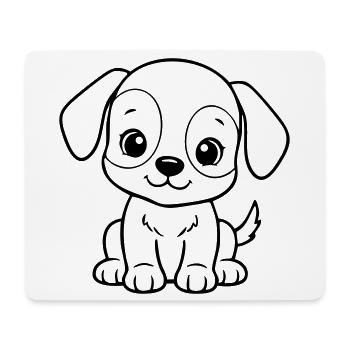 Cute Baby Dog – Black & White Puppy - Mouse Pad (horizontal) - white - Front