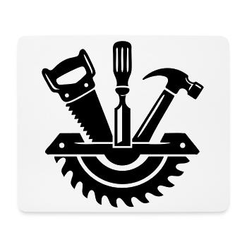 Outil de menuisier – Logo du charpentier - Tapis de souris (format paysage) - blanc - Devant