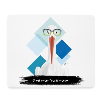 JvG Storch "Oiwei unter Stoachstrom." - Mousepad (Querformat) - Weiß - Vorne