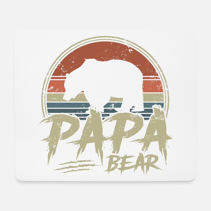 Papa Bear Retro Geschenk Vater Vatertag - Mousepad (Querformat) - Weiß