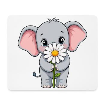 Little elephant with daisies - Mouse Pad (horizontal) - white - Front