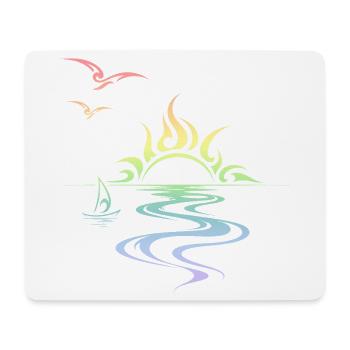 Sonnenuntergang - Mousepad (Querformat) - Weiß - Vorne