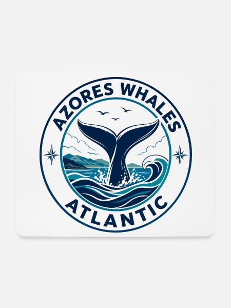 Azores Whale Fluke Circular Badge Reiseemblem - Mousepad (Querformat) - Weiß