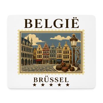 Belgien Brüssel Vintage Reisemarke - Mousepad (Querformat) - Weiß - Vorne