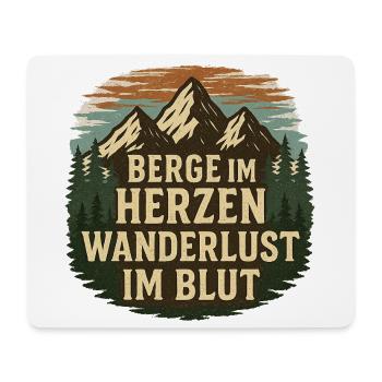 Berge im Herzen – Wanderlust im Blut - Mousepad (Querformat) - Weiß - Vorne