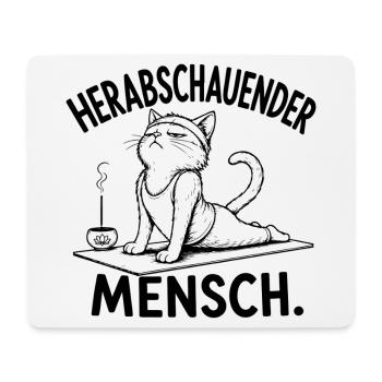 Herabschauender Mensch – Yoga Katze - Mousepad (Querformat) - Weiß - Vorne