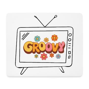 Lettres florales groovy des années 70 en forme de bulle - Tapis de souris (format paysage) - blanc - Devant